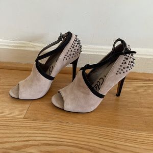 Sam Edelman suede studded peep toe heels